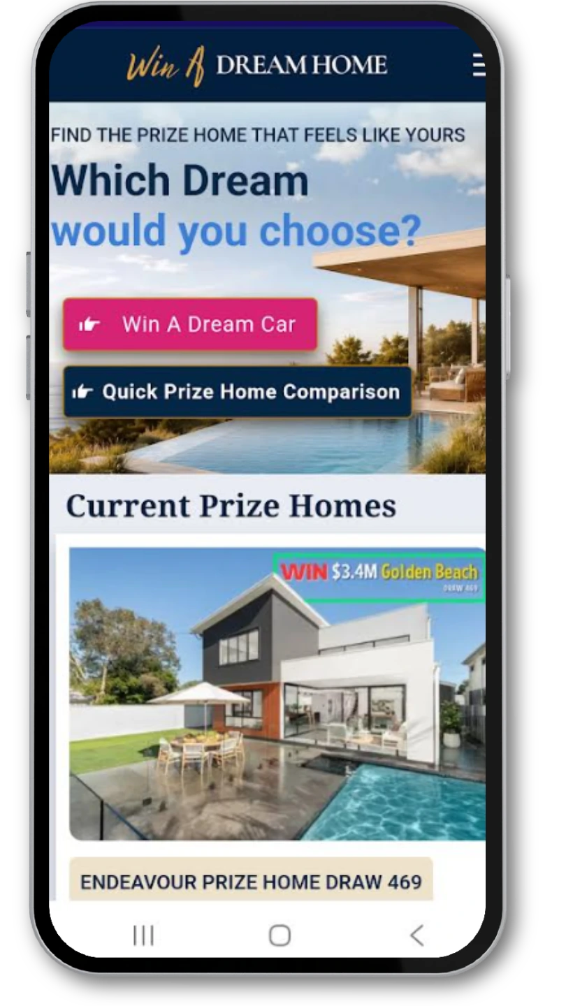 WADH Mobile Win A Dream Home, Prize Homes Australia