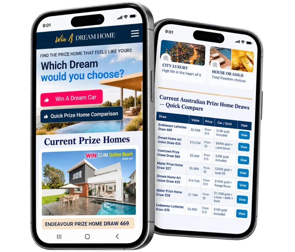 Win a dream home mobile app Win A Dream Home, Prize Homes Australia
